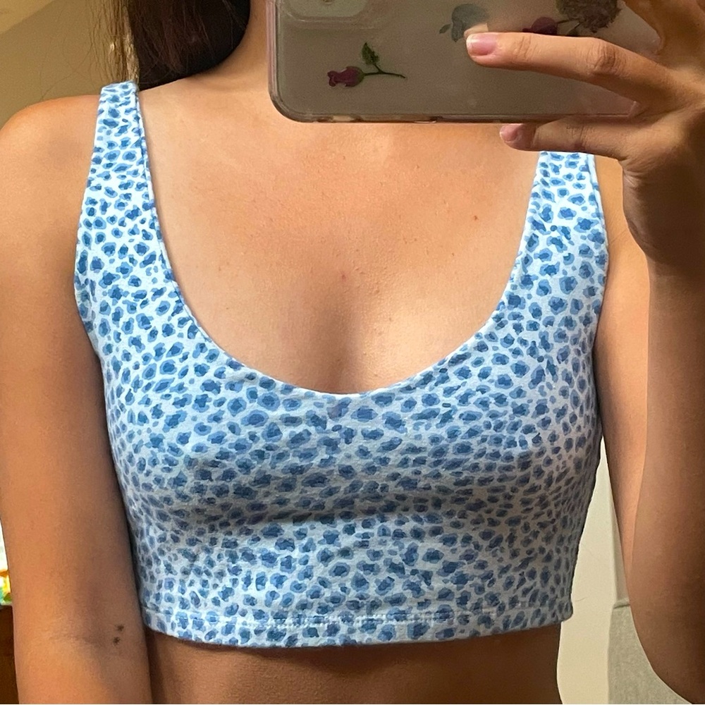 Brandy Melville Blue Leopard Print Tank Top - Picture 1 of 2